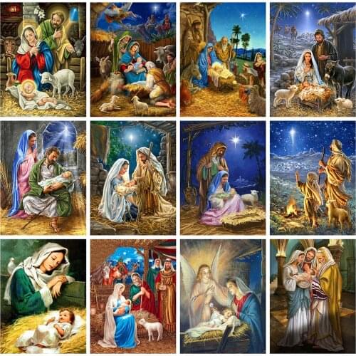 HUACAN Diamond Art Painting Kits Virgin Mary Diamond Embroidery Religion Pictures Of Rhinestones Mosaic Sale Handicraft