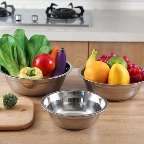 Stainless Steel Round Home Kitchen Salad Egg Mixing Cooking Baking Food Bowl