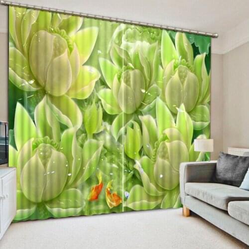 Marble curtains green flower curtain Blackout curtain modern living room curtains