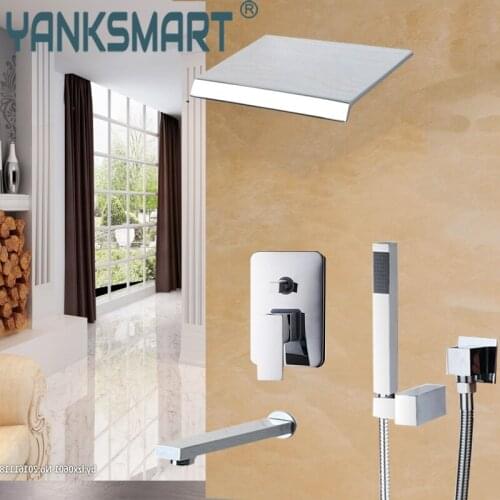 Bathtub Rainfall Shower Head Wall Mount Panel Mixer Wall Mounted Message Shower Set With Hand Shower Bathroom Shower Set