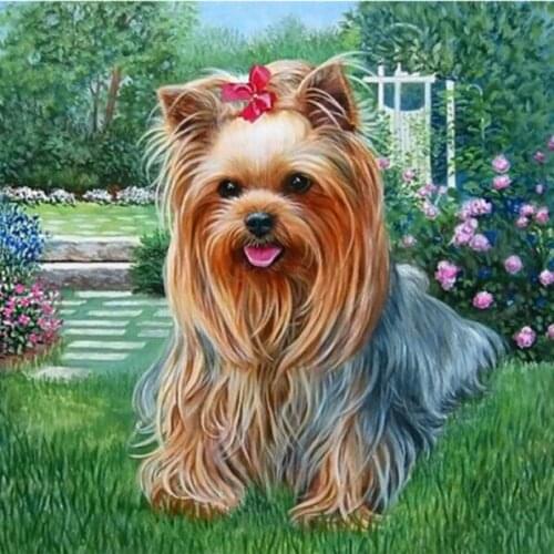 New arrival diy diamond painting dog square drill dog flower picture diamond embroidery kit gift