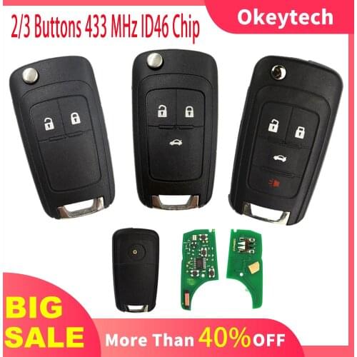 Okeytech 2/3/4 Buttons Flip Car Remote Key for OPEL/VAUXHALL for Astra J Corsa E Insignia Zafira C 2009-2016 433 MHz ID46 Chip