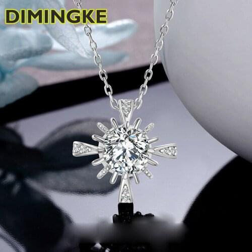 DIMINGKE 1CT 6.5MM D Moissanite Necklace Passed Diamond Test S925 Silver Woman Jewelry Wedding Party Gift Wholesale