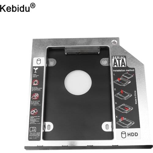 Kebidu SATA 3.0 Second HDD Caddy 9.5mm 12.7mm for 2.5" 2T SSD Case Hard Disk Drive Enclosure for Laptop CD DVD ROM Optibay