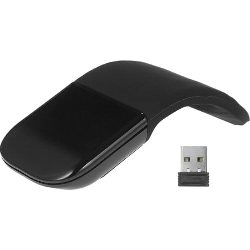 Portable 2.4G Wireless Touch Mouse with Left & Right Silent Buttons Foldable Slim Mouse for Home/Office/Travel, Black