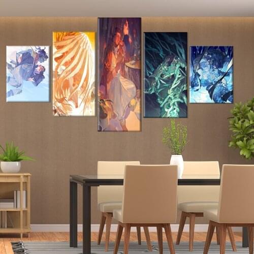 HD Prints Posters Framework Wall Art Pictures 5 Pieces Anime JoJos Bizarre Adventure Canvas Paintings Living Room Home Decor