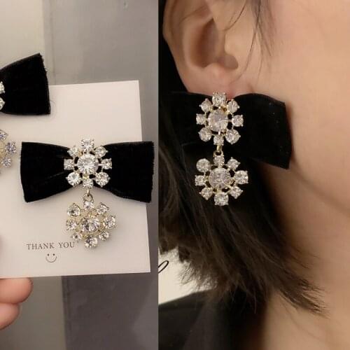 Drop Earrings for Women Fashion Crystal Flower Bow Earrings Retro Women Earrings Trendy 2020 Jewelry Accessories Wholesale