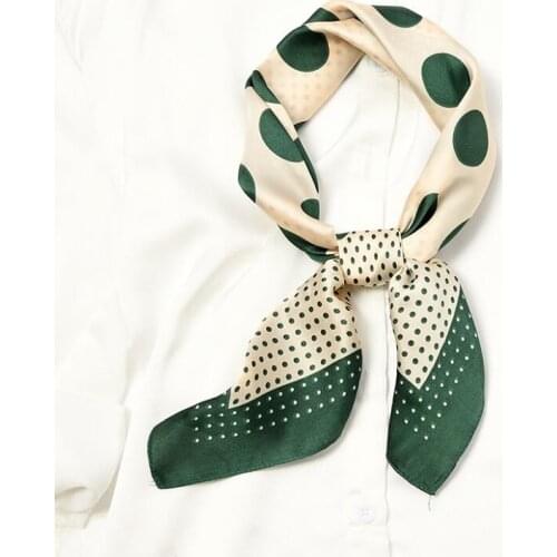 Yishine New 70x70cm Women Multifunction Polyester Silk Scarf Cute Dots Printed Satin Small Square Wraps Scarves Shawl