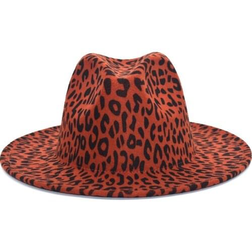Hot Selling Women Leopard Fedora Hat Top Hat High Quality Wool Soft Top Hat Top Hat Felt Hat Mens Black Cloche Hat F61