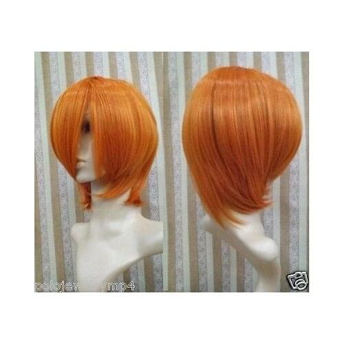 Shun New wig Cosplay party Fashion Short orange Wig Ladies Heat Resistant Synthetic hair Wigs