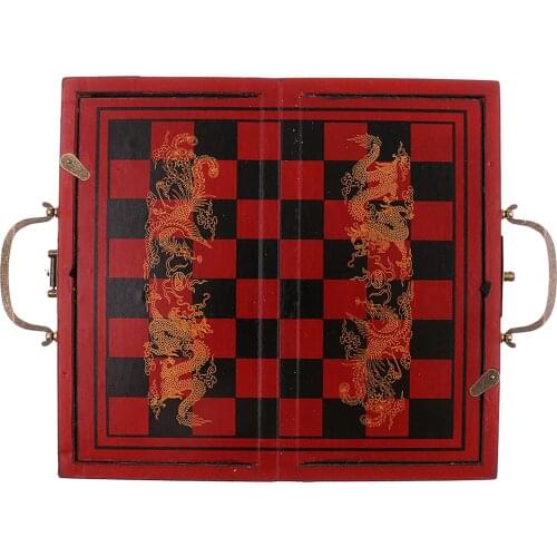 Folding Classic Chess Pieces Retro Terracotta Warriors Chess Set w/ Storgae Box for Kids and Adults Classic Family Chess Board