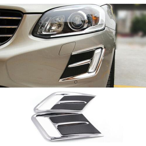 Car Styling Front Fog Lamp Frame Decoration Trim For Volvo XC60 2014-17 Exterior Accessories DRL Lights Cover Stickers