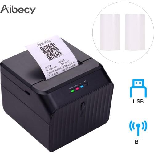 Aibecy Desktop 58mm Thermal Receipt Printer Wired Barcode Printer USB Connection with 2 Rolls Paper Inside for Windows Android