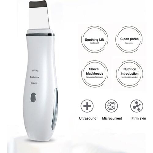 Ultrasonic Skin Scrubber Facial Ion Deep Cleaning Peeling Rechargeable Beauty Skin Care Tool Blackhead Remover