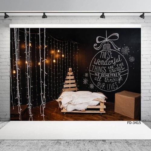 Photography Background String Lights Box Snowflake Christmas Vinyl Backdrop for Baby Children Home Party Photoshoot Photo Studio