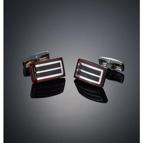High Quality Enamel Cuff Links Rectangle Stripe Exquisite Pattern Cufflinks Fashion Mens French Shirt Suit Cufflink Wholesale