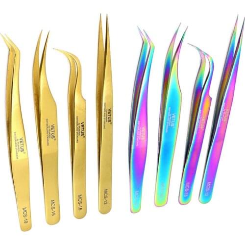 VETUS High Precision Eyebrow Tweezers Professional for 3D 6D Volumn Eyelash Extension Excellent Closure Beauty Makeup Tool