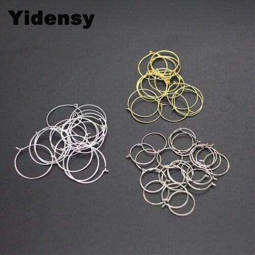 Yidensy 100Pcs Metal Big Circle Wire Hoops Earrings Loop 20*25mm Gold Silver for DIY Earring Jewelry Making Findings