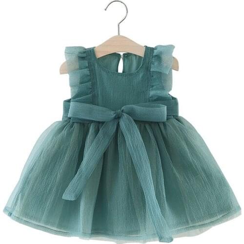 Baby Tutu Dress Bow Tulle Newborn Baby Girl Princess Party Birthday Dress For 0-24M Girl Clothes