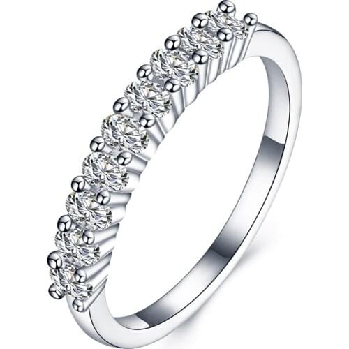 Fashion Row Drill Sona Simulated Diamond Ring Bands Anniversary Rings Engagement Wedding Band Ring Bands For Women Party Jewelry