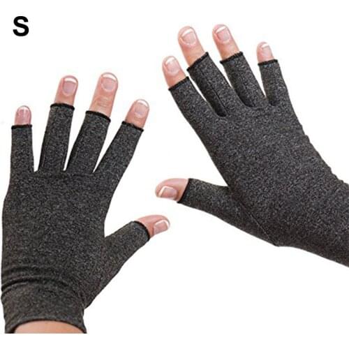 1 Pair Compression Arthritis Gloves Women Men Joint Pain Relief Half Finger Brace Therapy Wrist Support Anti-slip Therapy Glove