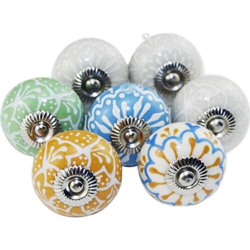 1PC Random Ceramic Cabinet Drawer Wardrobe Door Knob Single Hole Round Handle DIY Home Kitchen Furniture Accessories