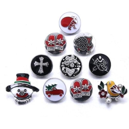 10pcs/lot New Snap Jewelry 18mm Snowflake Snap Buttons Fit Christmas Snap Button Bracelet Bangle Interchangeable Jewelry