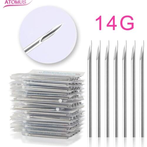 100Pcs 14G Cateter Piercing Needles 16G 18G Disposable Sterile Body Needle Cannula Navel Ear Nose Temporary Piercings Tool