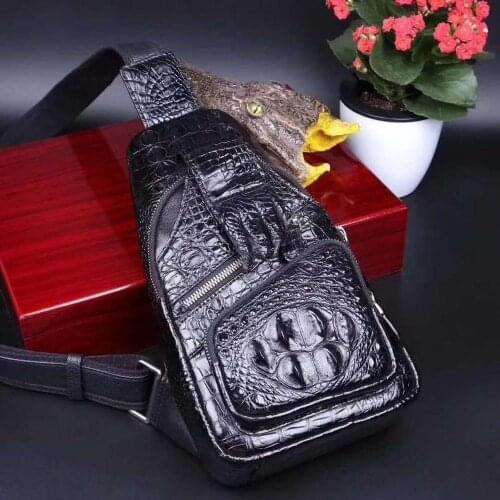 2020 SS New mens luxury chest bag Genuine Crocodile leather crossbody front pocket bag fashion cool bags men sling hand bags