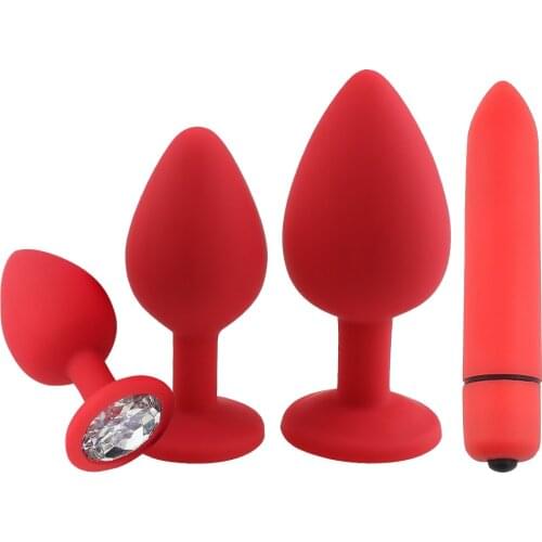 4pcs Vibrator Butt Plug Anal Plugs Unisex Sex Stopper Silicone Tools Vibrator Plug Sexual Excitement Toys Set for Men Women Coup