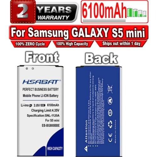 HSABAT EB-BG800BBC EB-BG800BBE 6100mAh Battery for Samsung GALAXY S5 mini S5MINI G800 G870a G870W G800F G800H G800A G800Y G800R