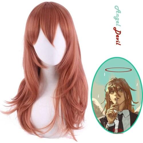Anime Chainsaw Man Angel Devil Cosplay Wig Brown Long Wig Heat-resistant Fiber Hair + Free Wig Cap Halloween Party Role Play
