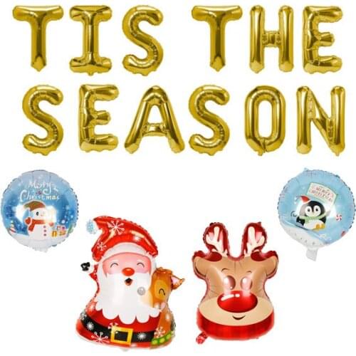 Tis The Season Christmas Holiday Seasonal Decoration Banner Mylar Foil Balloon Indoor Outdoor Home Office Door Window Bedroom