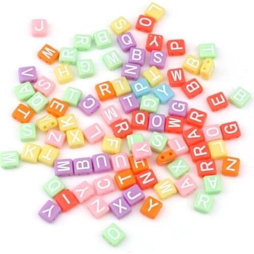 Acrylic Beads Two Holes Rectangle Multicolor Capital Letter Pattern Loose Spacer Beads DIY Making Necklace Jewelry Gifts,300PCs