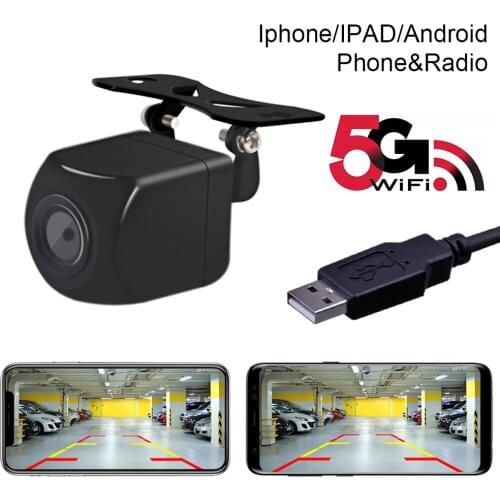 Carsanbo 720P HD WIFI Wireless Car Rear View Camera Front Reverse Backup Camera Dash Cam with USB Power Supply for IOS/Android