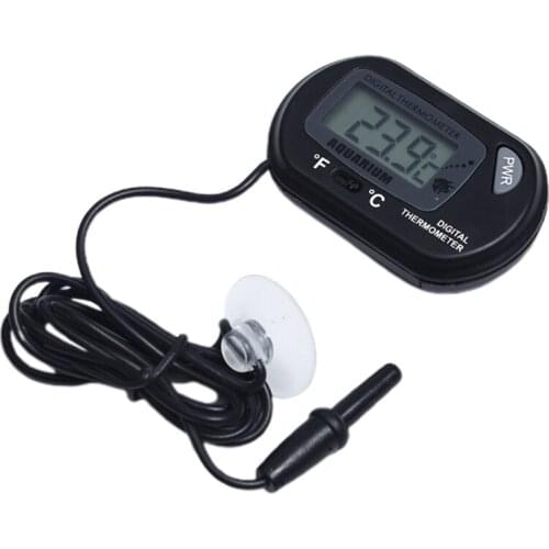 LCD Digital Aquarium Thermometer Fish Tank Water Terrarium Temperature with Suction Cup & Pro-be Turtle Water-proof