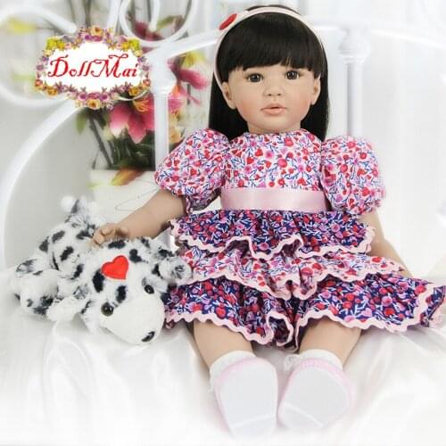 DollMai 24"/60 cm bebe doll reborn princess girl toddler silicone dolls toys for children gift high quality bonecas reborn