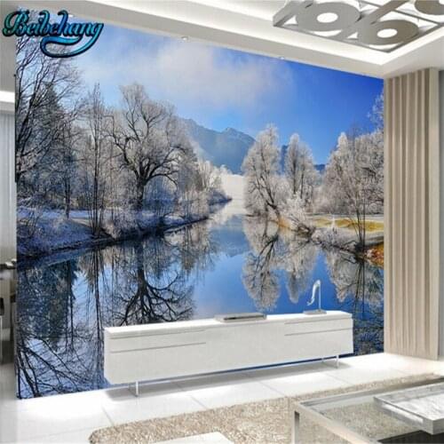 Beibehang Mountain village river water reflection beautiful natural landscape background wall custom wallpaper murals