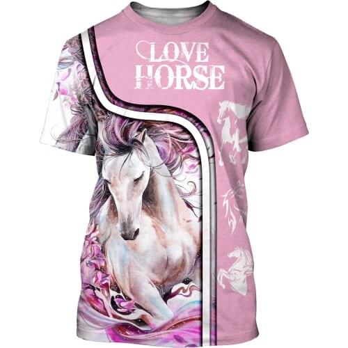 3D Horse Print T Shirt for Boy 2021 Comfort Teens Summer Funny Animal Print Top Short Sleeve T Shirt Boy Girl Fashion Tops