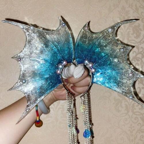 COS Shark Ears Mermaid Ears Gradient Shark Ears Headdress Fairy Wizard Hair Accessories Mermaid Props Photo Cosplay Hair Take