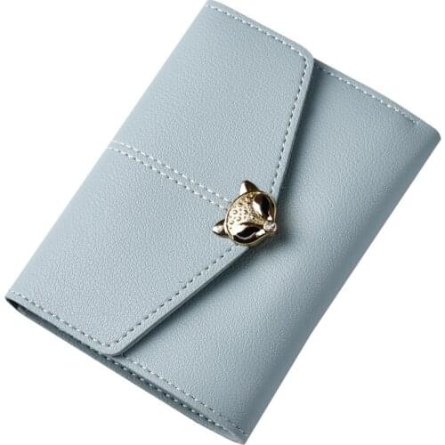 HUANILAI Women Wallets Purses Short Wallet For Girl Ladies Coin Pocket Card Holder Female Wallets With Metal Fox HS002