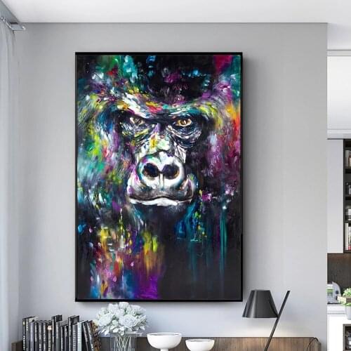 Apes Graffiti Art Canvas Paintings On the Wall Art Posters And Prints Abstract Monkey Canvas Art Pictures For Kids Room Cuadros
