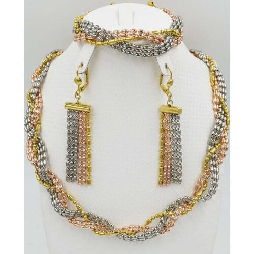 Dubai Jewelry Set filled Necklace bracelet, Women Indian elegant wedding for party Dubai Fashion beads Jewelry Sets