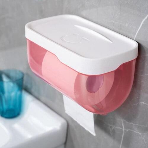 Tissue Box Household Multi-use Wall Mount Plastic Punch-free Easy to Use Tissue Holder Bathroom Organization Accessories