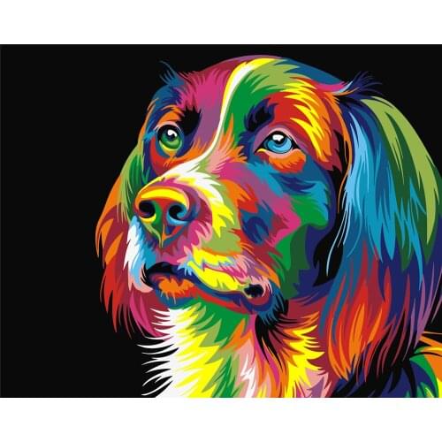 Abstract Dog Frame Diy Painting By Numbers Flowers Acrylic Paint By Number Kits Oil Paint By Numbers For Home Decors Gift