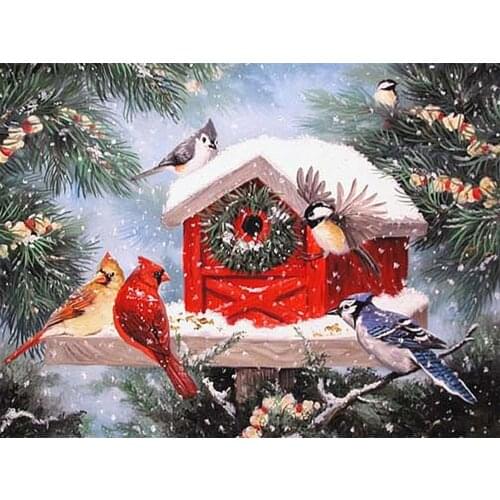 5D Diamond Painting Kits Full Round With AB Drill Diamond Bird Landscape Snow Scene Animal Snow Scene Home Decoration Embroidery