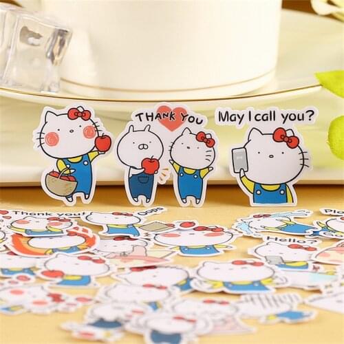 40 pcs English cat Sticker Anime Funny for Kid DIY Laptop Suitcase Skateboard Moto phone Car Toy Scrapbooking Stickers