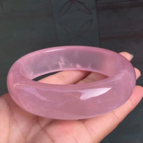 Genuine Natural Rose Quartz Pink Crystal Woman Bangle Beads Bracelet Inner Diameter 62mm AAAAAA