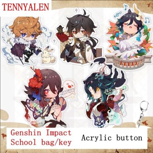 2021 New Game Genshin Impact Anime Liyue ZHONGLI GANYU Schoolbag Acrylic Pendant Cute Cartoon Peripheral Keychain