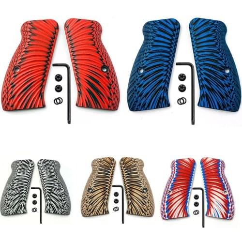Custom G10 CZ75 Grips for CZ 75D/85/ P-01 Compact,, P100, C100, T100, PCR, Gun Screws Included, Sunburst Texture